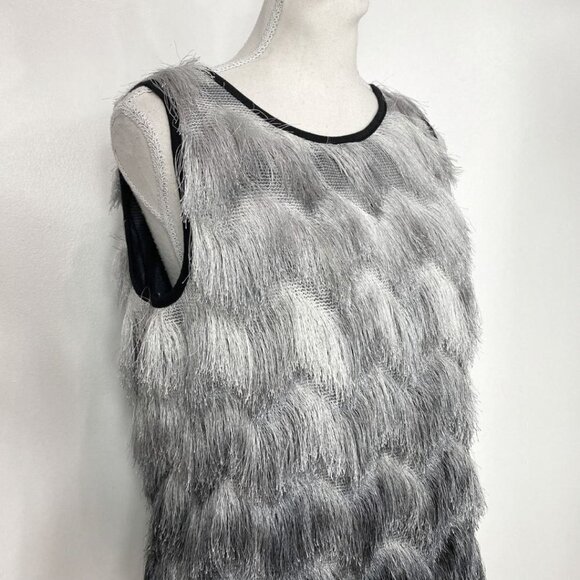 VICOLO SILVER FRINGED PARTY COCKTAIL BURLESQUE TANK TOP - S - Picture 4 of 8
